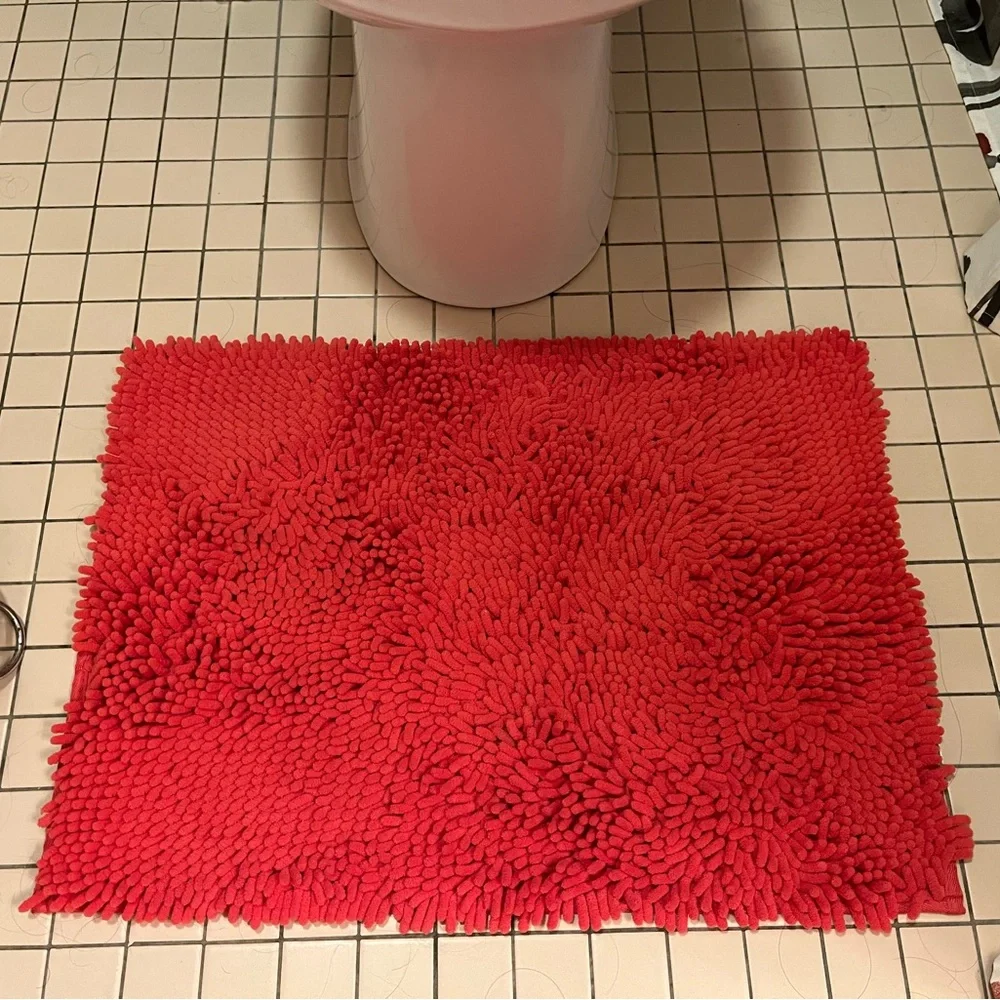 Chenille Bath Rug Set - Coral